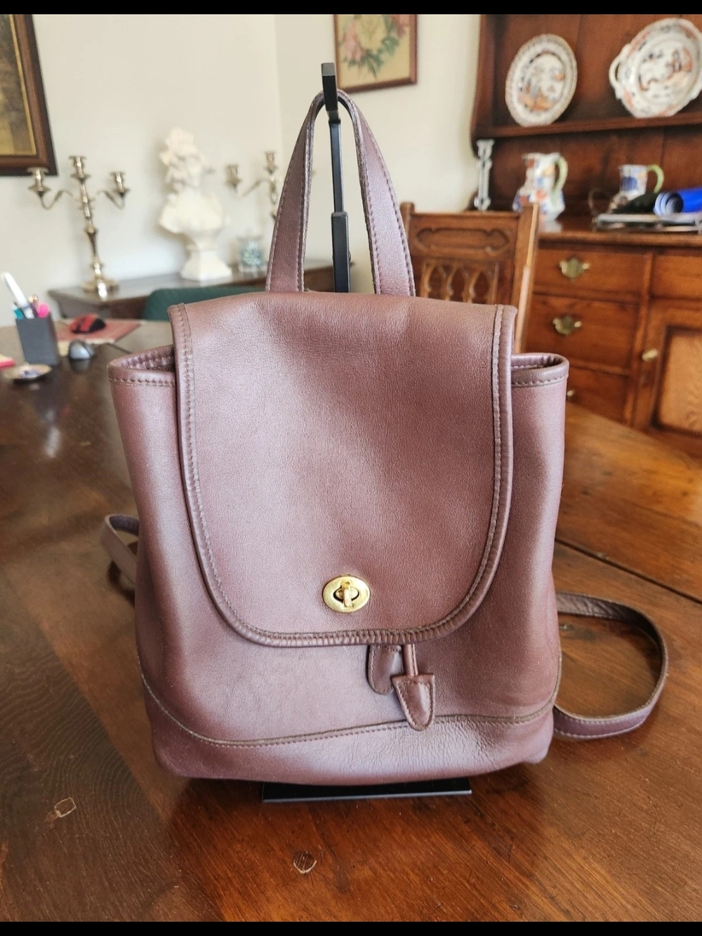 VTG Coach Daypack 9791 Mahogany Brown Glove Tanned Leather 90s USA Backpack